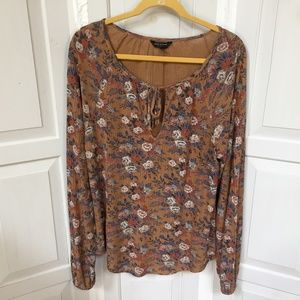 Lucky Brand Brown Floral Long Sleeve Tunic